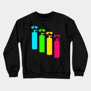 Scuba tank and mask in green pink yellow and blue Crewneck Sweatshirt